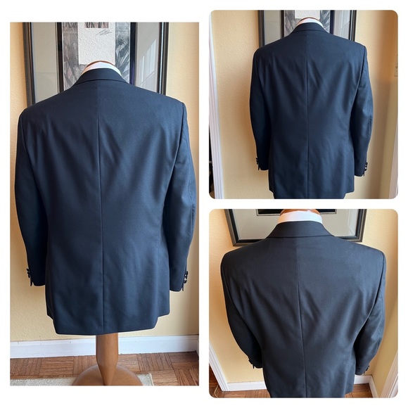 Albert Nipon All Wool 2 Piece Black Tuxedo Size 41R Pants W34” L29.5” - Picture 12 of 16